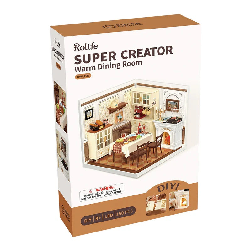 Rolife Warm Dining Room Plastic DIY Miniature House