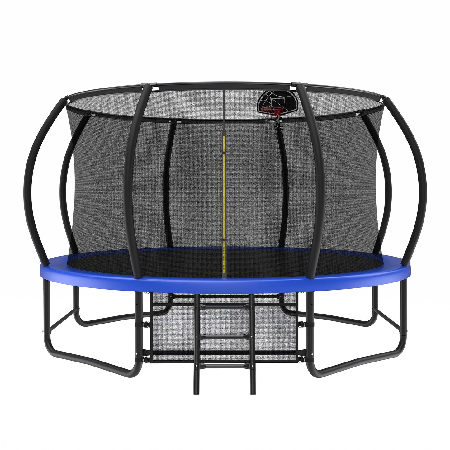 14 Foot Fenced Trampoline - Leisure Trampoline With Ladder And Rust Proof Coating