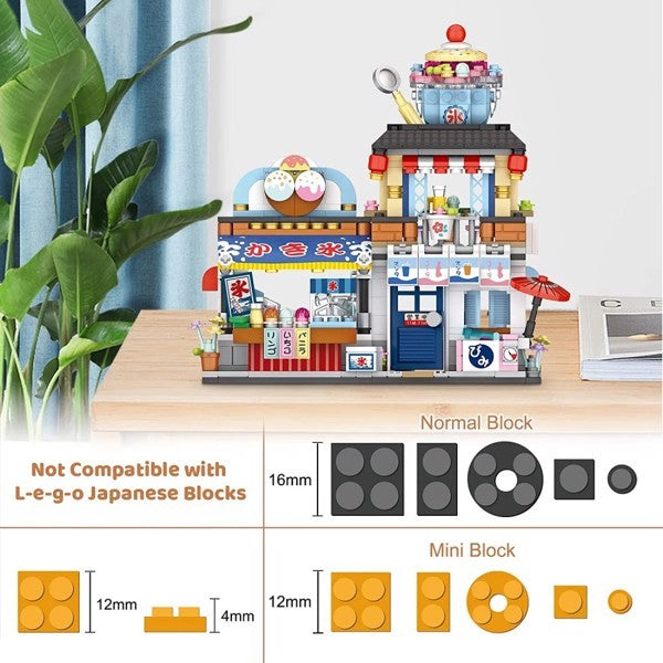 4 PACK BRICK BUILDING KIDS SET, 2969 PCS BUILDING BLOCK SET JAPAN STREET BUILDING PLAYSET GIFTS.