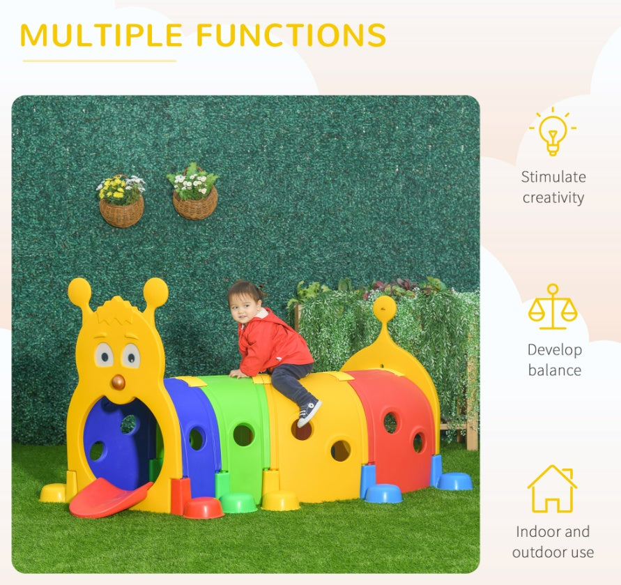Tunnel Kids Outdoor Play, Multicolor 59 Inches Long, Non-toxic PP, Toddler Toy For 3-6 Years Old