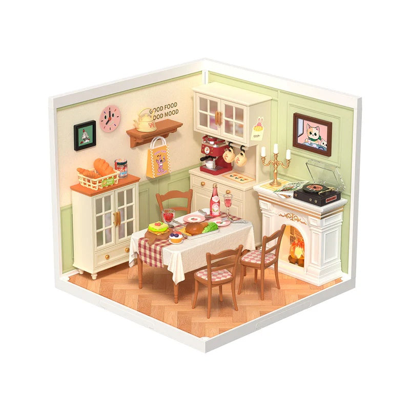 Rolife Warm Dining Room Plastic DIY Miniature House