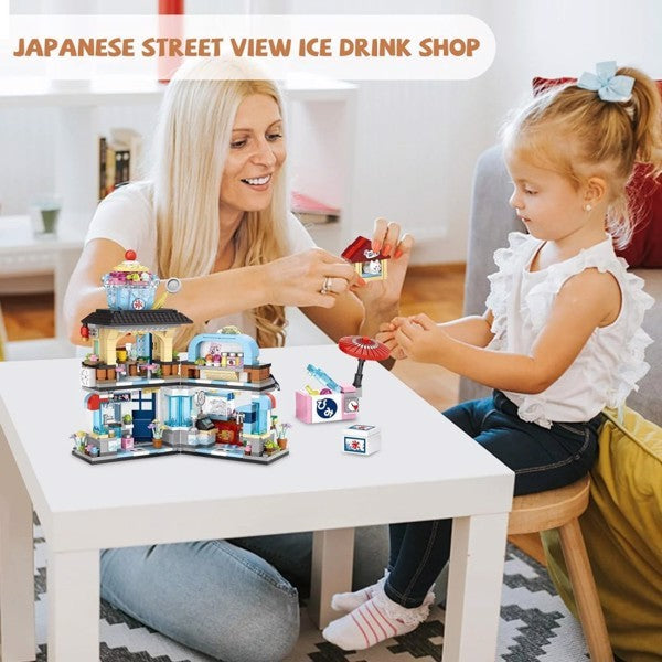 4 PACK BRICK BUILDING KIDS SET, 2969 PCS BUILDING BLOCK SET JAPAN STREET BUILDING PLAYSET GIFTS.