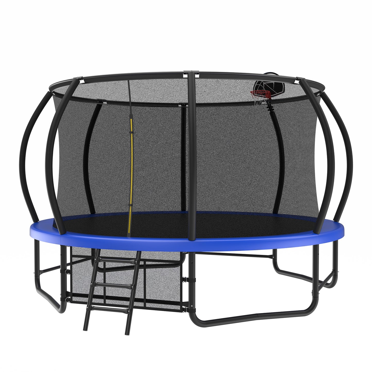 14 Foot Fenced Trampoline - Leisure Trampoline With Ladder And Rust Proof Coating