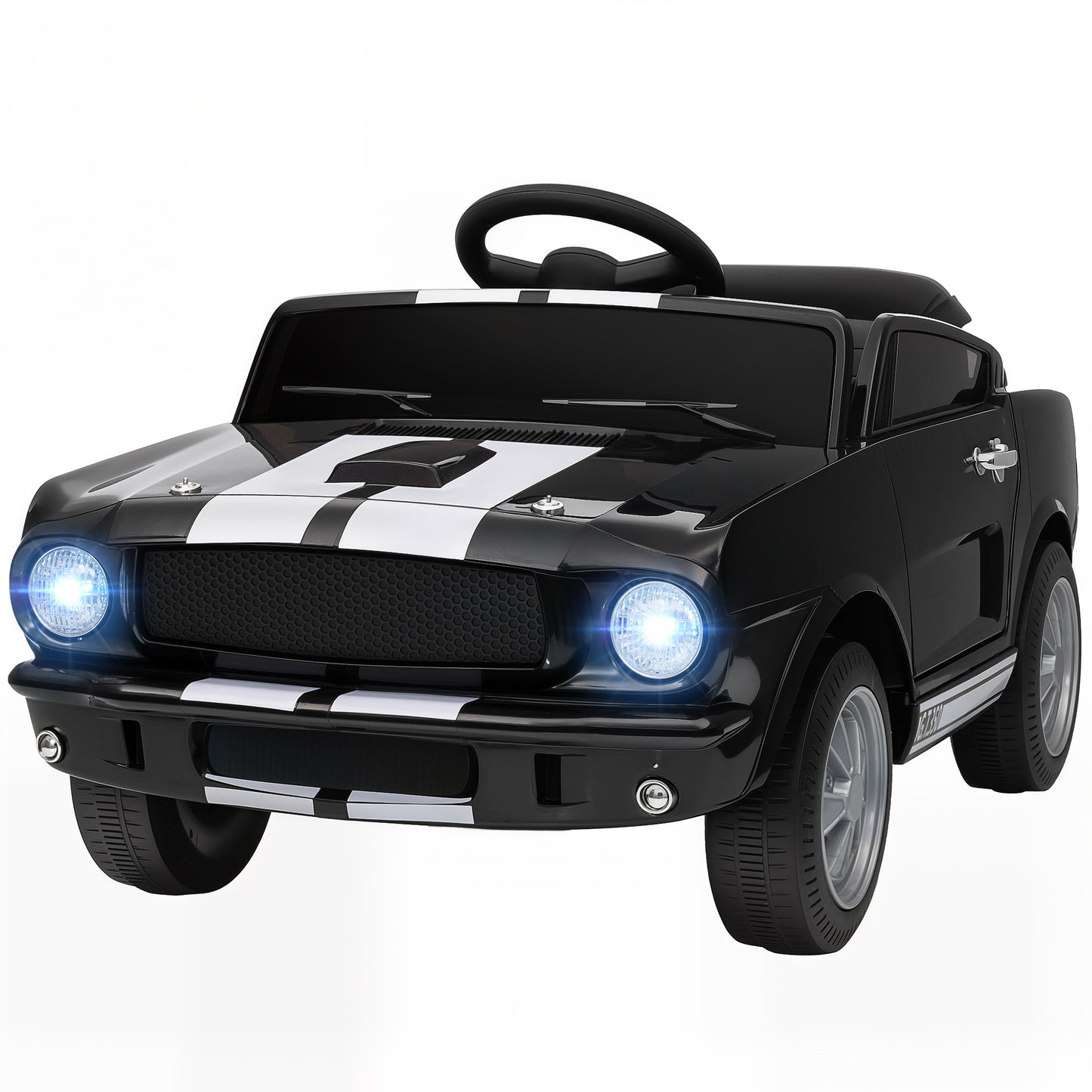 Ride On Car With Remote Control, Adjustable Speed, MP3, Smooth Start, LED Lights, Black