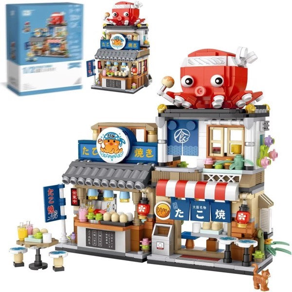 4 PACK BRICK BUILDING KIDS SET, 2969 PCS BUILDING BLOCK SET JAPAN STREET BUILDING PLAYSET GIFTS.