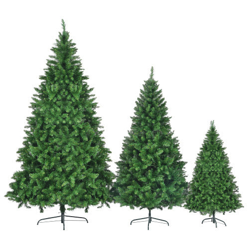 8FT, 6FT, 4FT Pre-Lit Green Pine Artificial Christmas Tree, Set Of 3 Hinged Xmas Trees With 820 Warm-Yellow LED Lights And 2539 Branch Tips, Holiday Decoration For Home,Office And Party