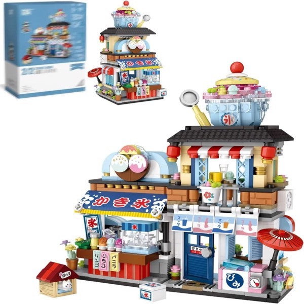 4 PACK BRICK BUILDING KIDS SET, 2969 PCS BUILDING BLOCK SET JAPAN STREET BUILDING PLAYSET GIFTS.