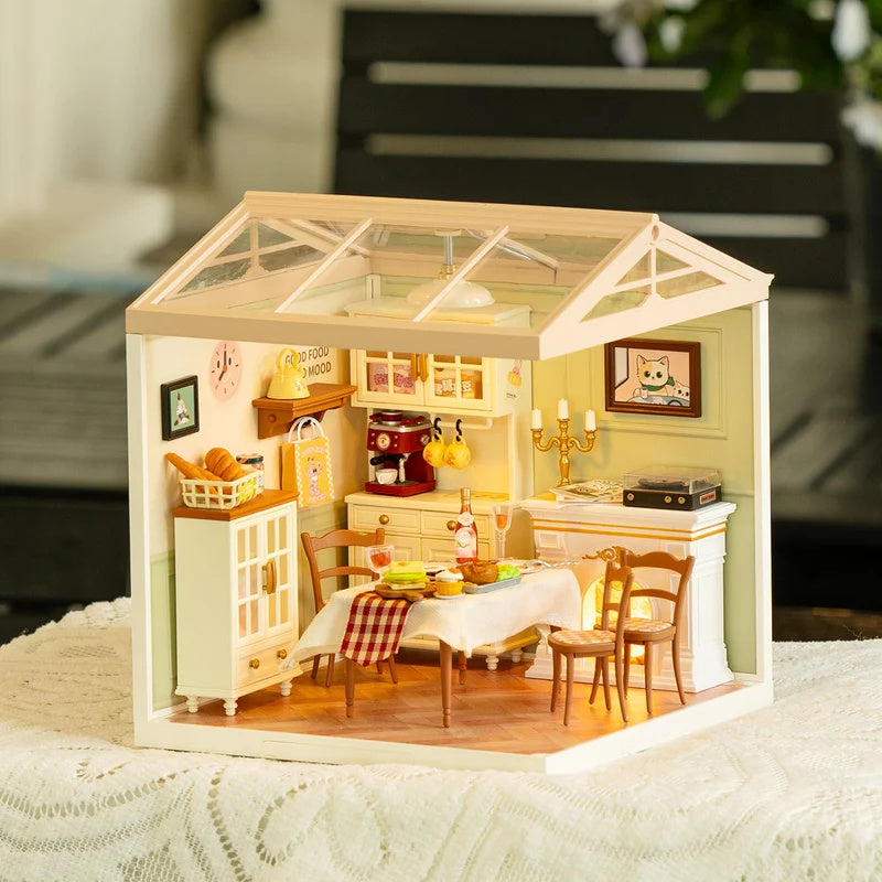 Rolife Warm Dining Room Plastic DIY Miniature House