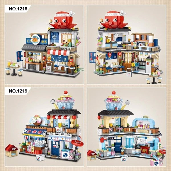 4 PACK BRICK BUILDING KIDS SET, 2969 PCS BUILDING BLOCK SET JAPAN STREET BUILDING PLAYSET GIFTS.