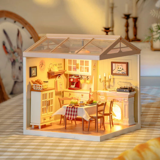 Rolife Warm Dining Room Plastic DIY Miniature House