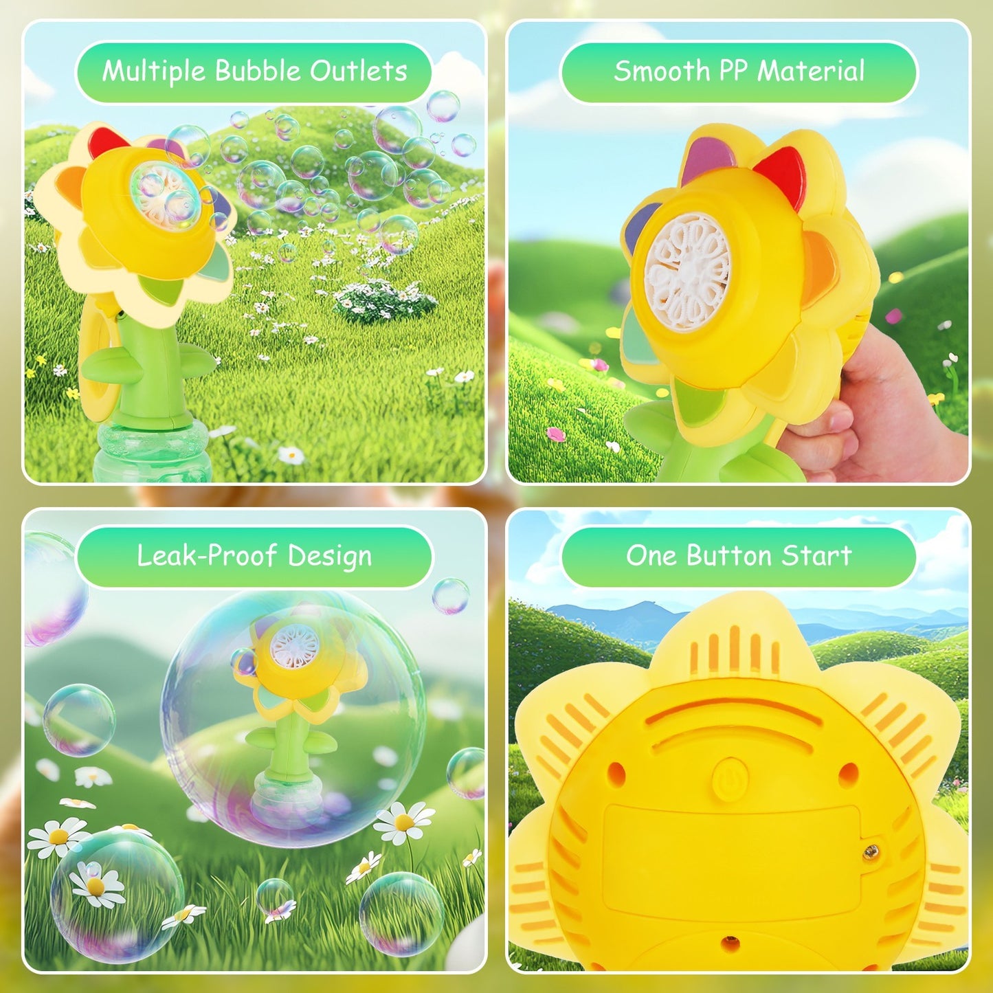 2Pcs Bubble Machines With Lights For Kids Rechargeable Dancing Sunflower Bubble Maker For 4-8Years Old Toddlers Outdoor Summer Play Toy Party Birthday Gift