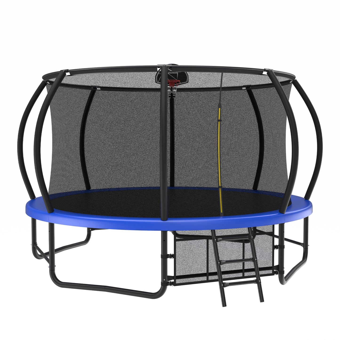 14 Foot Fenced Trampoline - Leisure Trampoline With Ladder And Rust Proof Coating