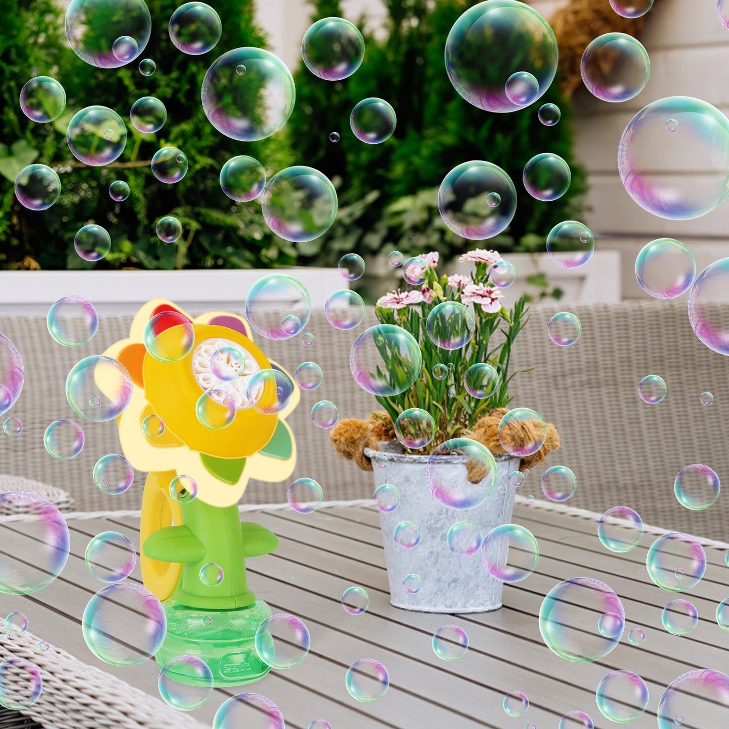 2Pcs Bubble Machines With Lights For Kids Rechargeable Dancing Sunflower Bubble Maker For 4-8Years Old Toddlers Outdoor Summer Play Toy Party Birthday Gift