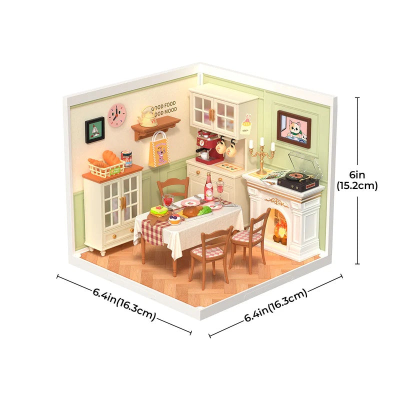 Rolife Warm Dining Room Plastic DIY Miniature House