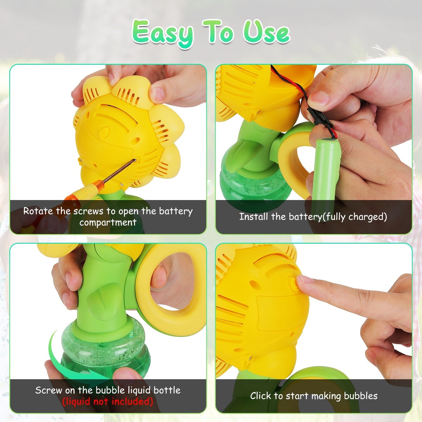 2Pcs Bubble Machines With Lights For Kids Rechargeable Dancing Sunflower Bubble Maker For 4-8Years Old Toddlers Outdoor Summer Play Toy Party Birthday Gift